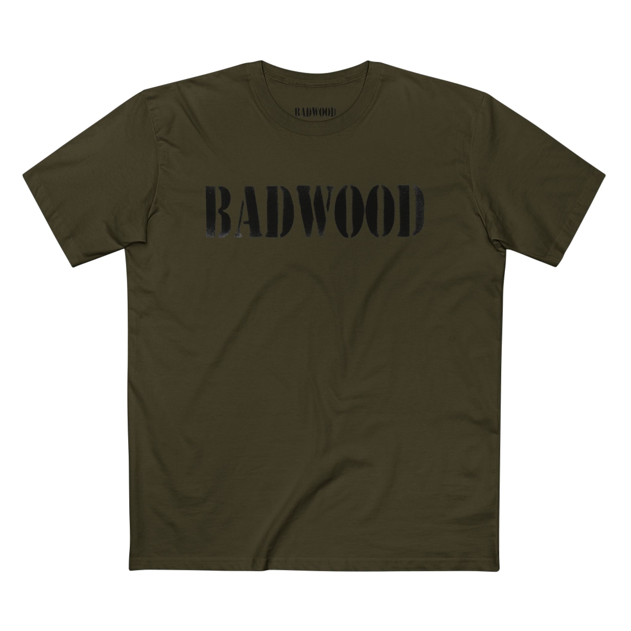 Badwood Graphic Tee — Ribbed Balaclava Back Print Cotton T-Shirt