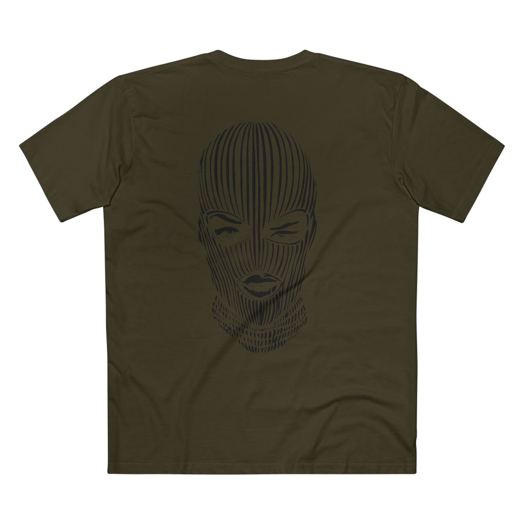 Badwood Graphic Tee — Ribbed Balaclava Back Print Cotton T-Shirt