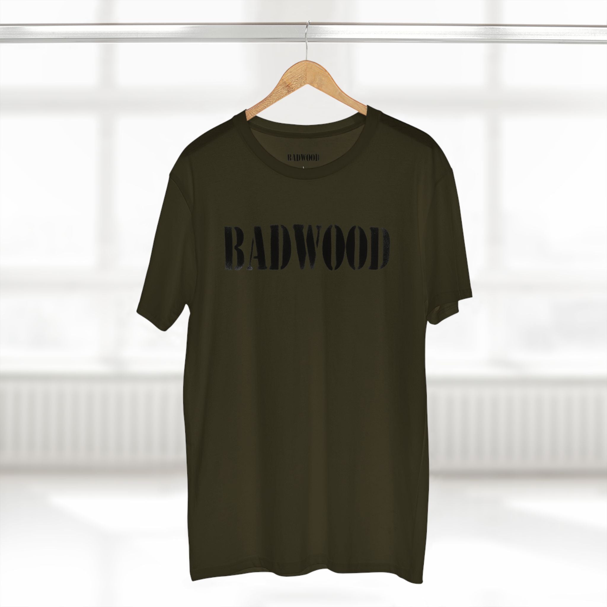 Badwood Graphic Tee — Ribbed Balaclava Back Print Cotton T-Shirt