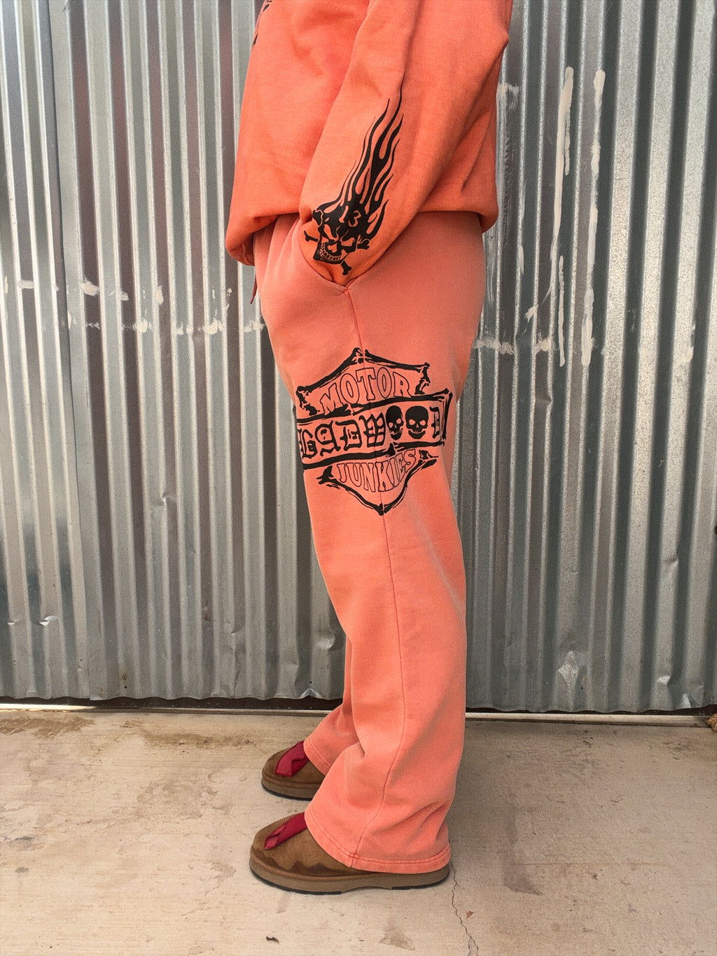 "MOTOR JUNKIES" SWEATPANTS in VINTAGE ORANGE