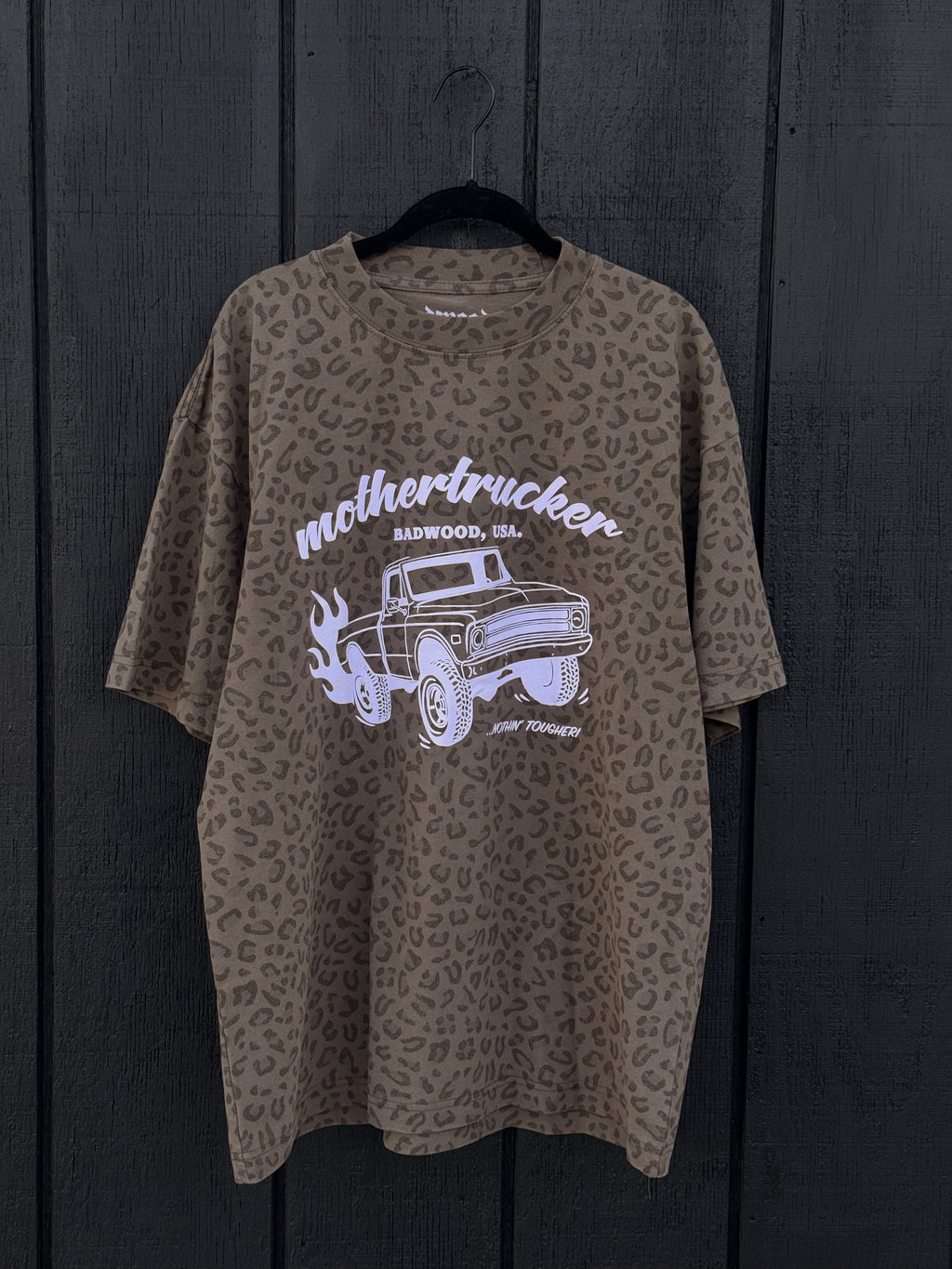 "MOTHERTRUCKER" Unisex Tee in VINTAGE LEOPARD