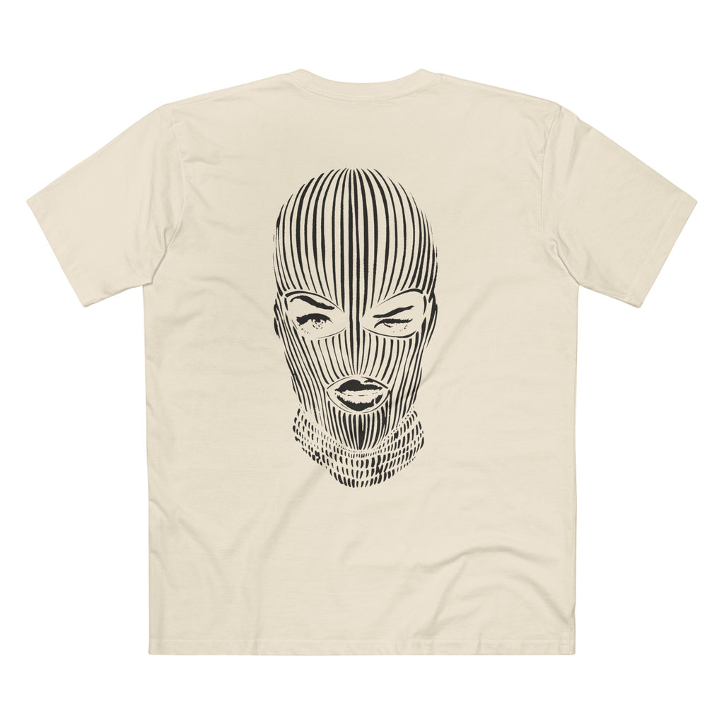 Badwood Graphic Tee — Ribbed Balaclava Back Print Cotton T-Shirt