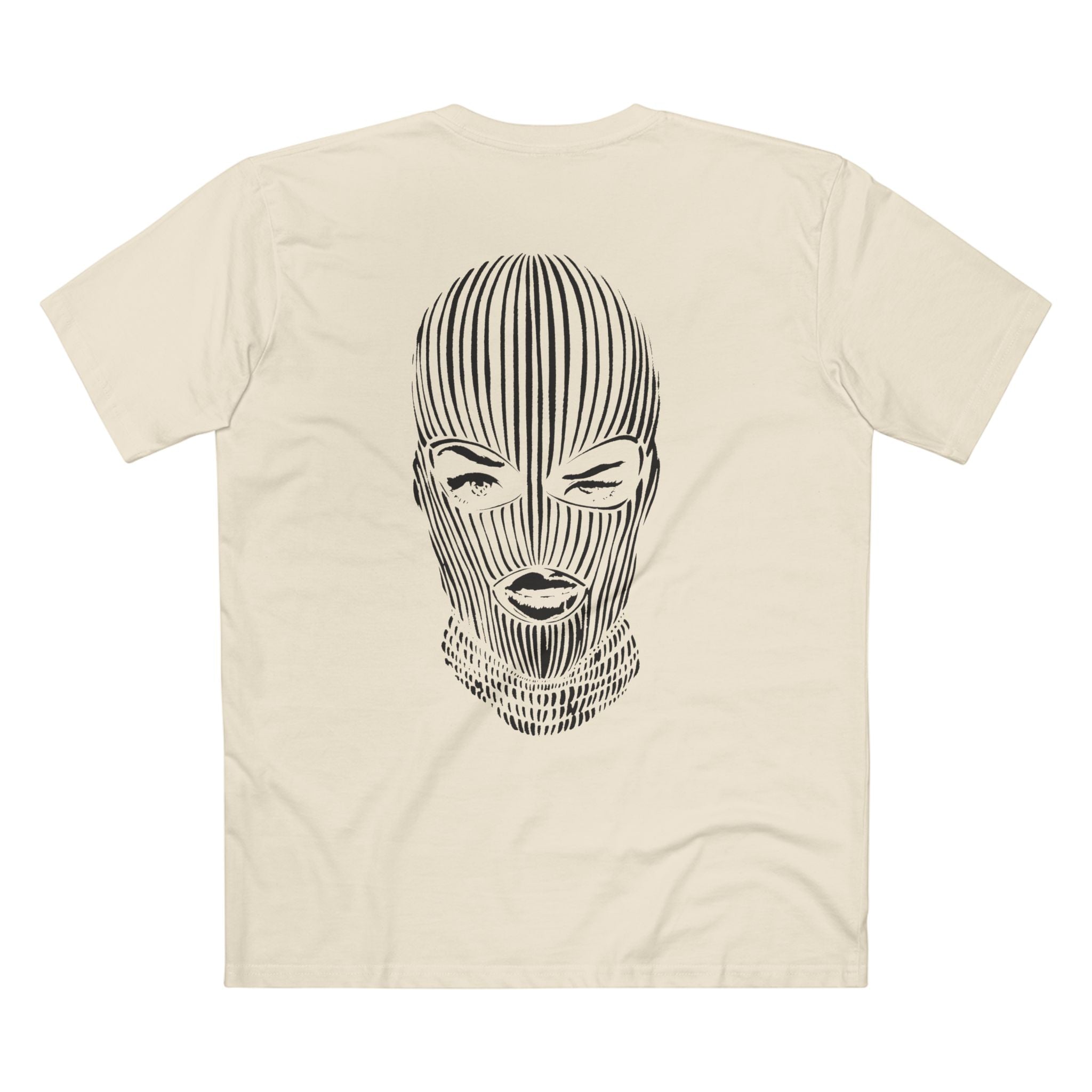 Badwood Graphic Tee — Ribbed Balaclava Back Print Cotton T-Shirt