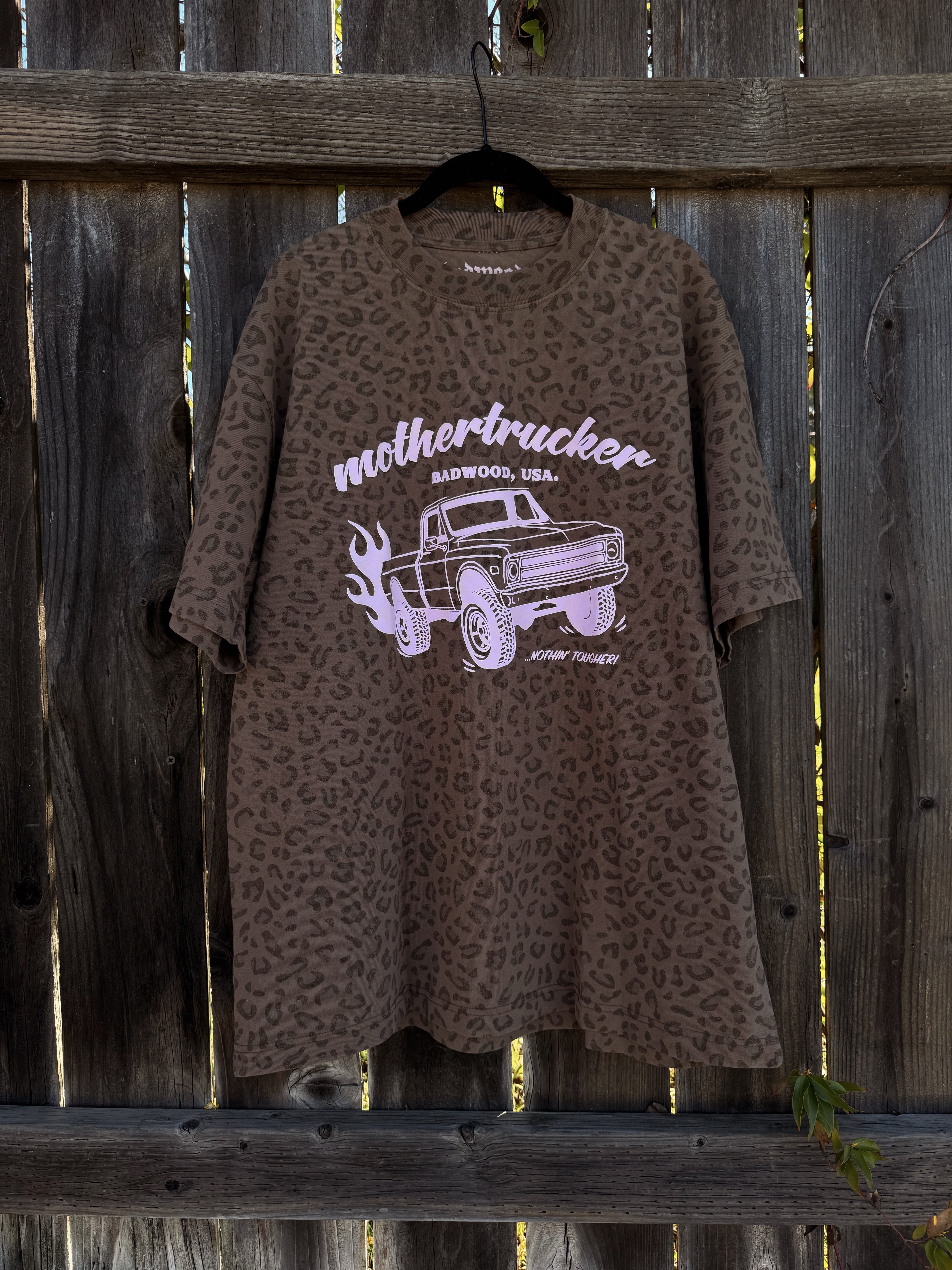 "MOTHERTRUCKER" Unisex Tee in VINTAGE LEOPARD