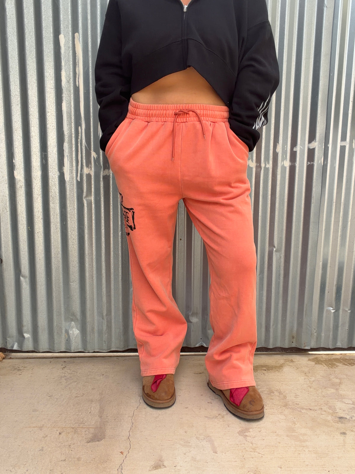 "MOTOR JUNKIES" SWEATPANTS in VINTAGE ORANGE