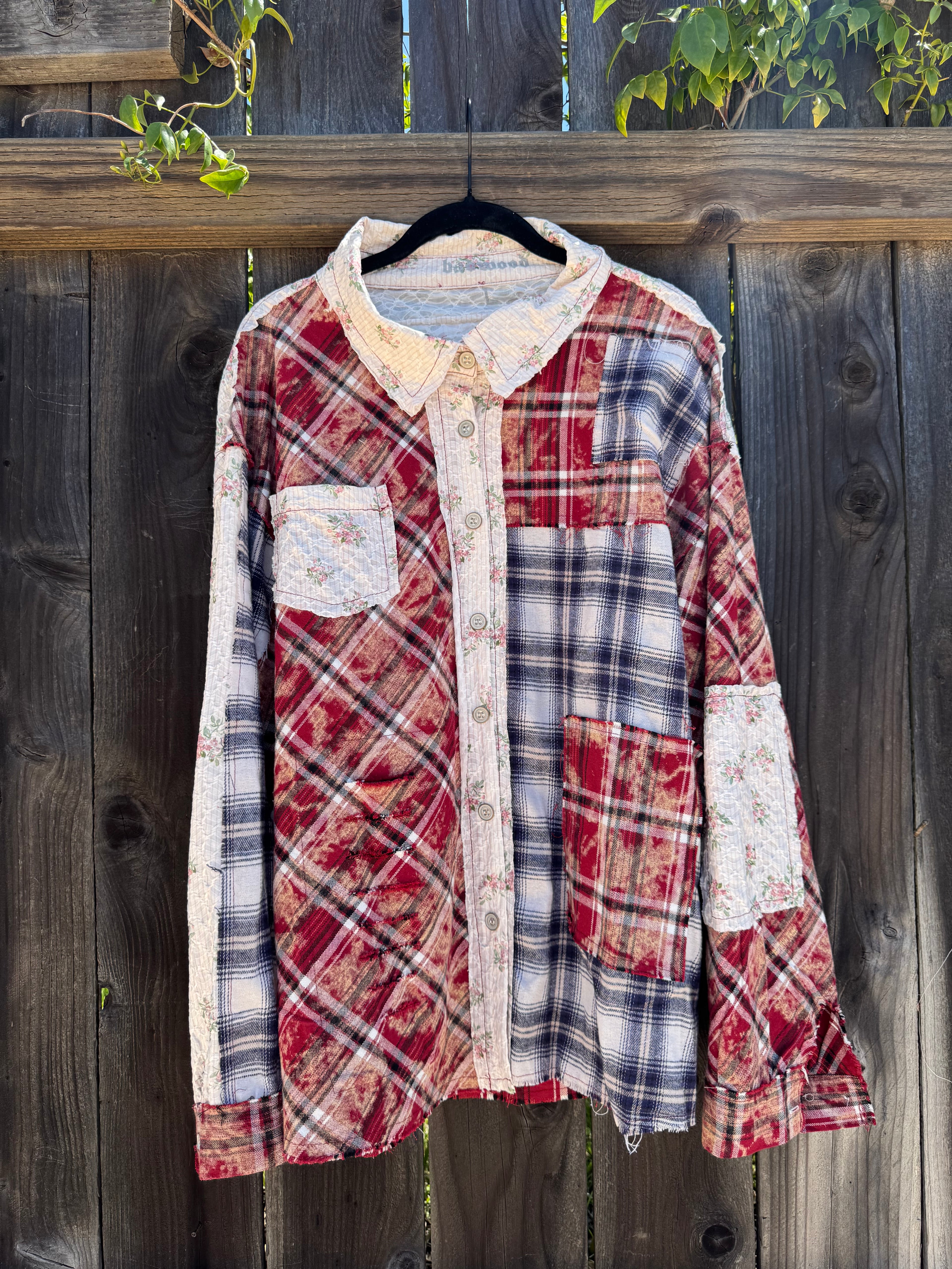 "MOTHERTRUCKING" Flannel in MAROON