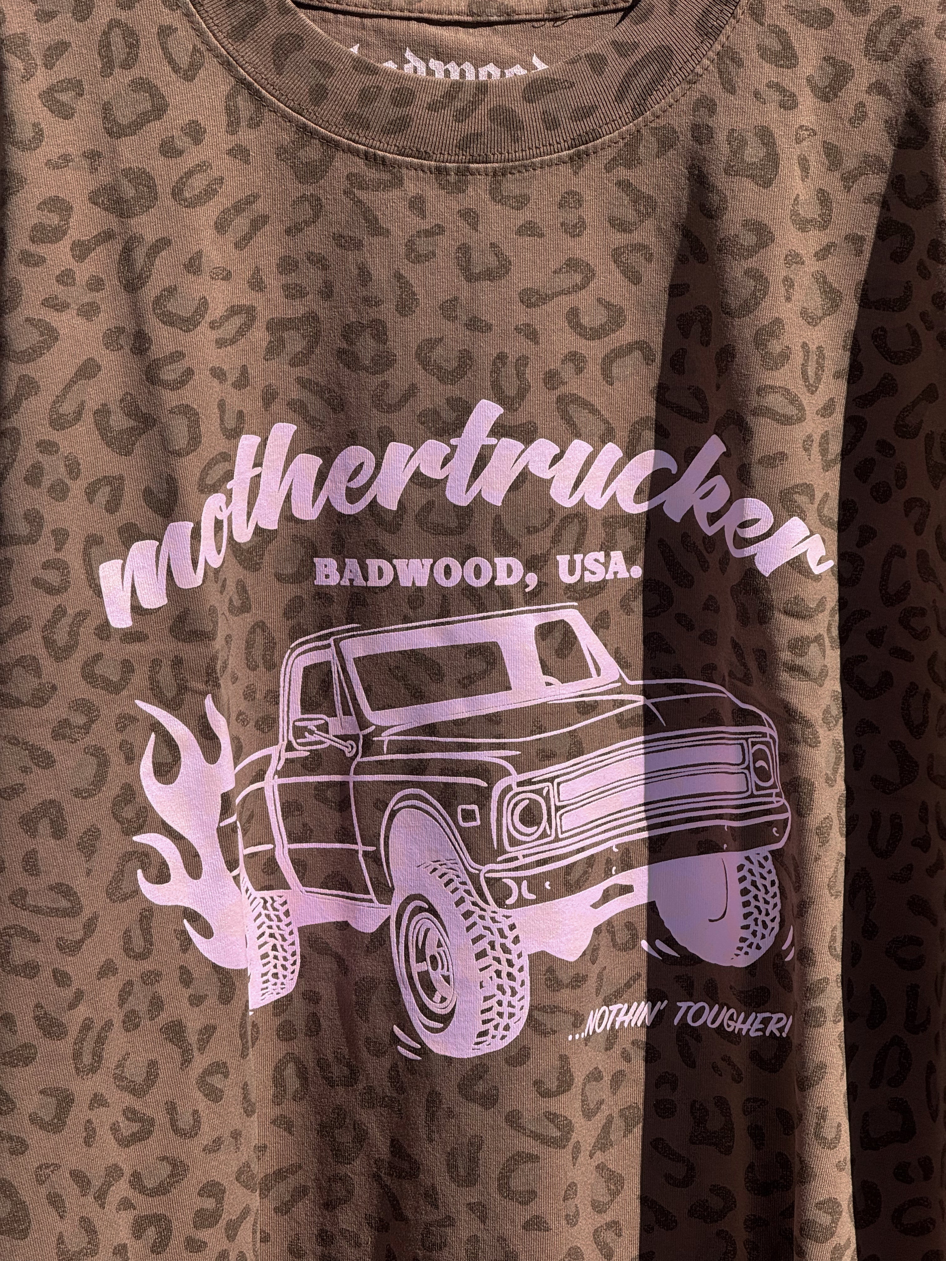 "MOTHERTRUCKER" Unisex Tee in VINTAGE LEOPARD