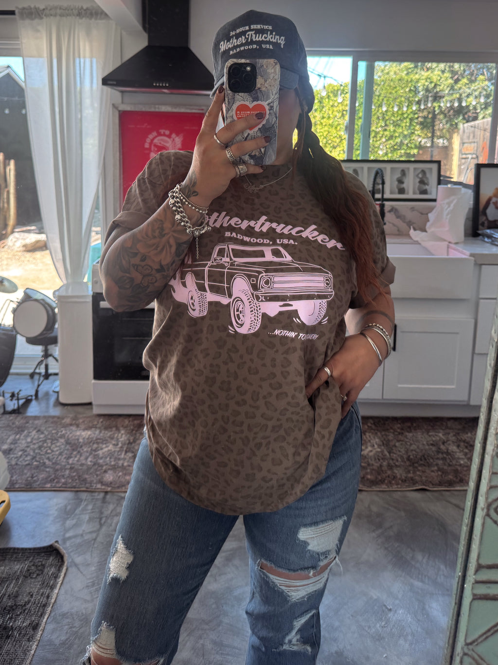 "MOTHERTRUCKER" Unisex Tee in VINTAGE LEOPARD