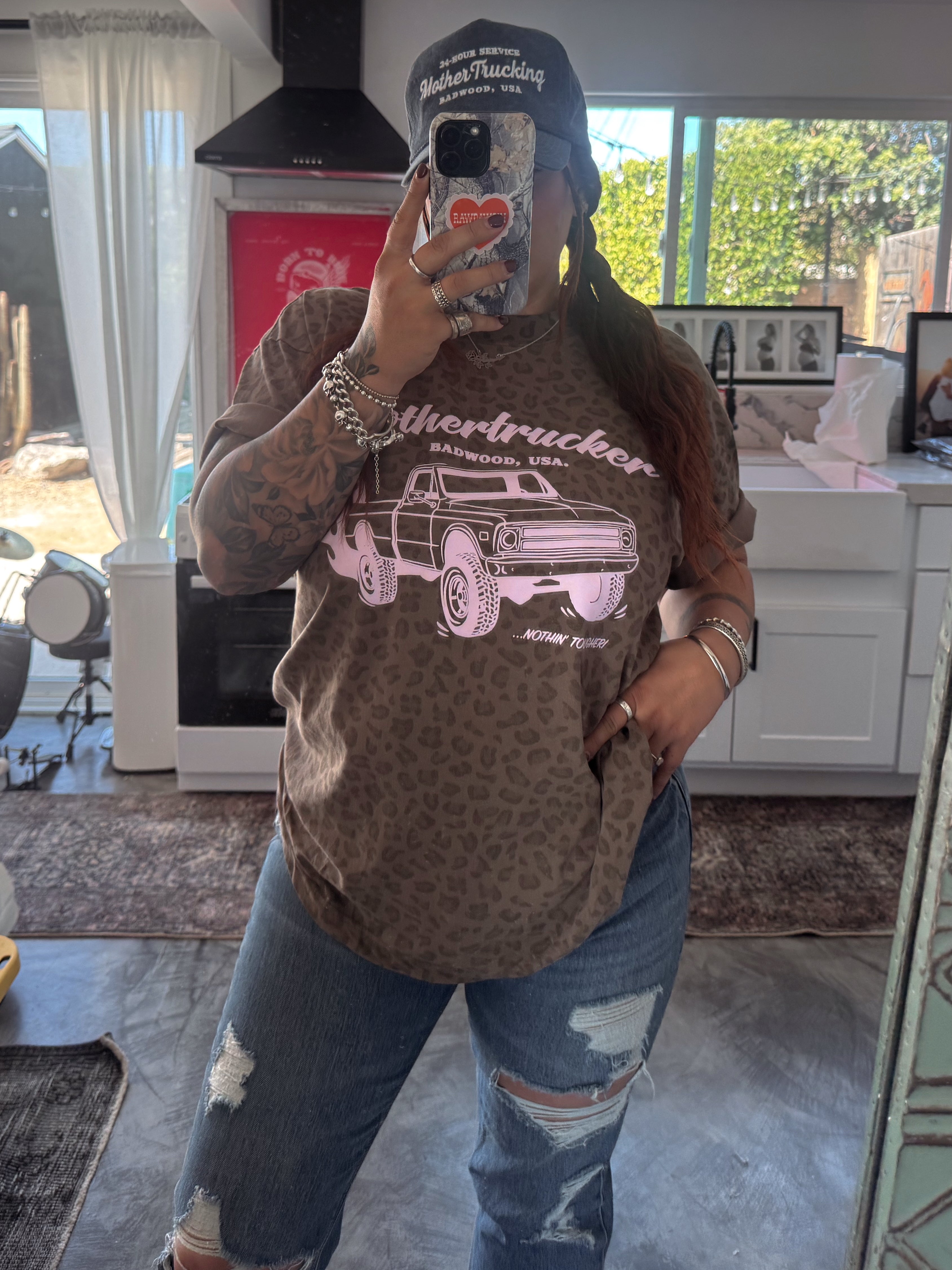 "MOTHERTRUCKER" Unisex Tee in VINTAGE LEOPARD