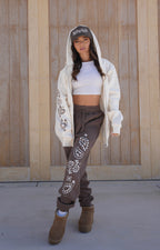 "PAISLEY" UNISEX ZIP HOODIE in BONE