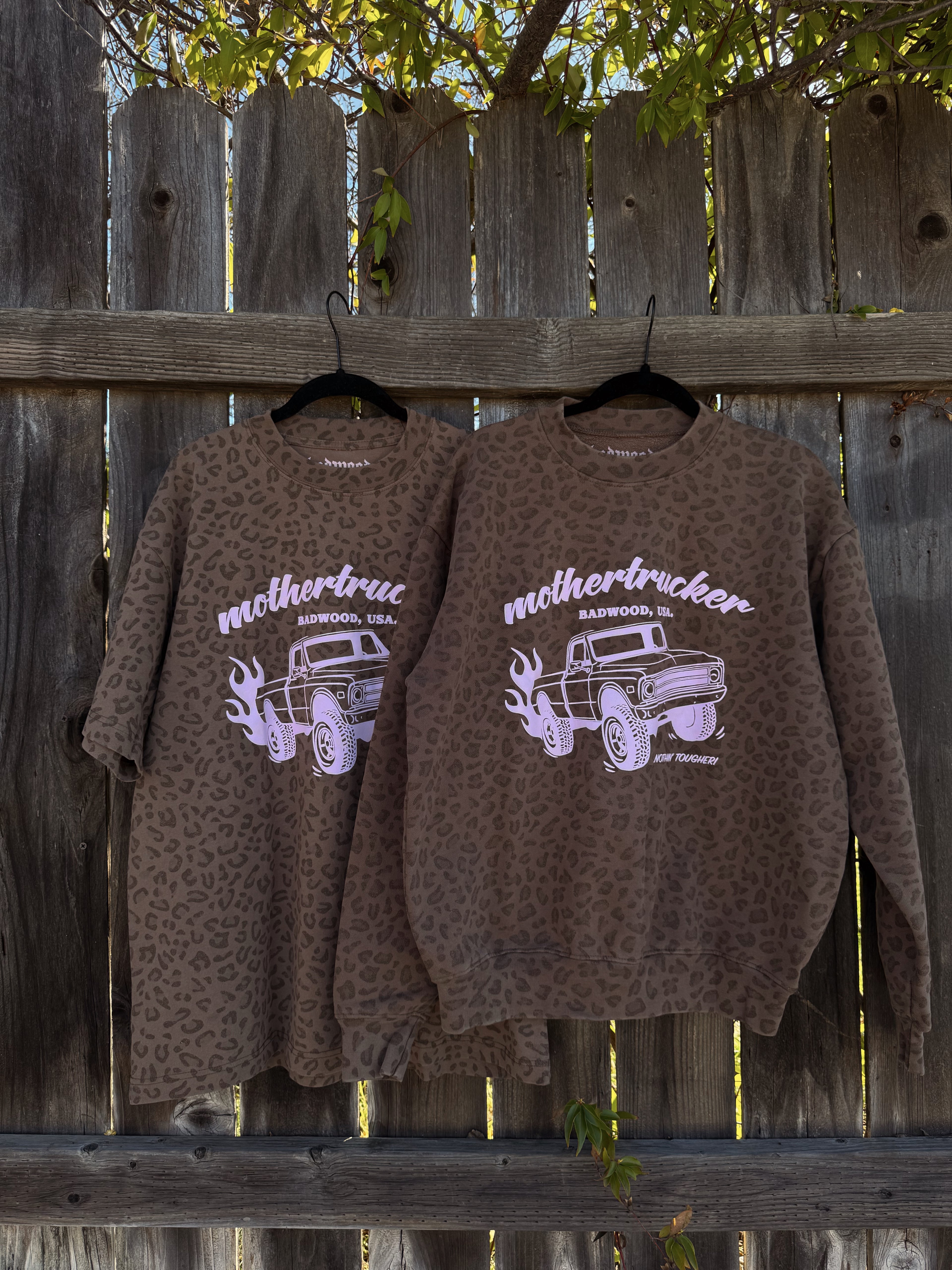"MOTHERTRUCKER" Unisex Crewneck in VINTAGE LEOPARD