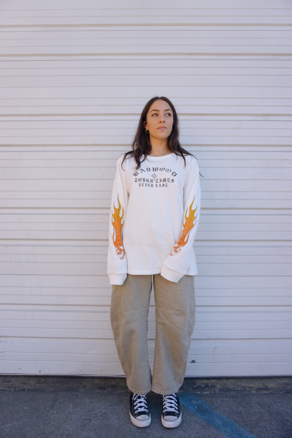 "TOUGH TIMES" Waffle Knit Thermal