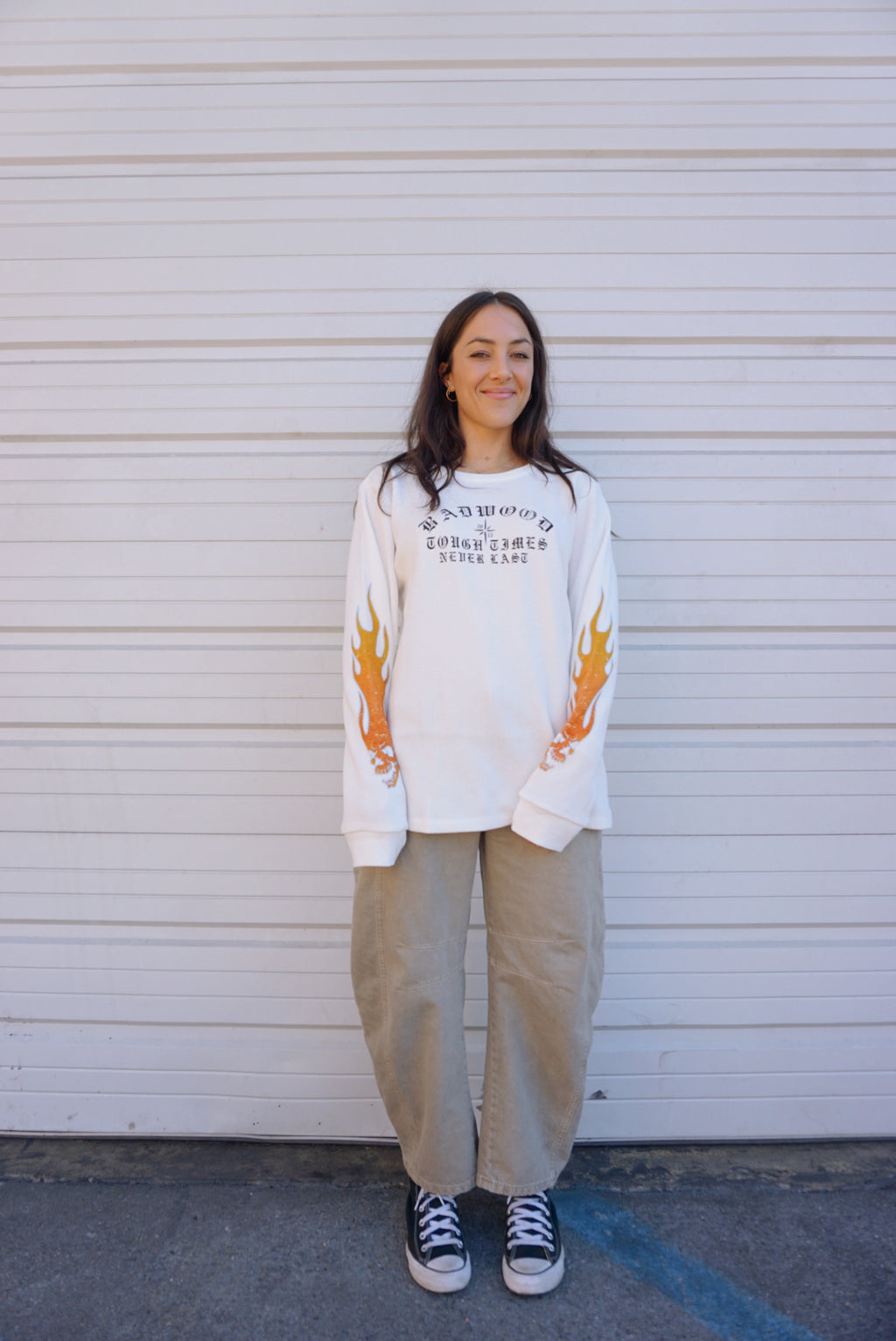 "TOUGH TIMES" Waffle Knit Thermal