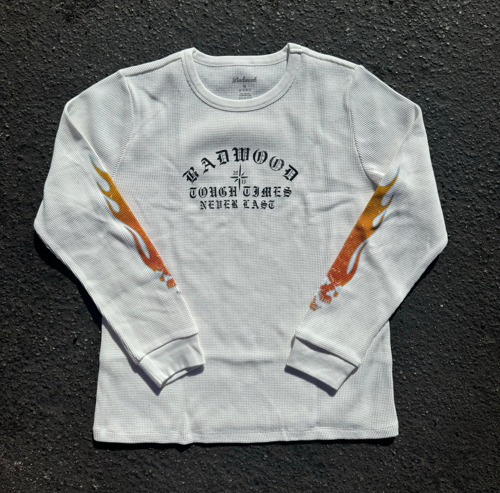 "TOUGH TIMES" Waffle Knit Thermal