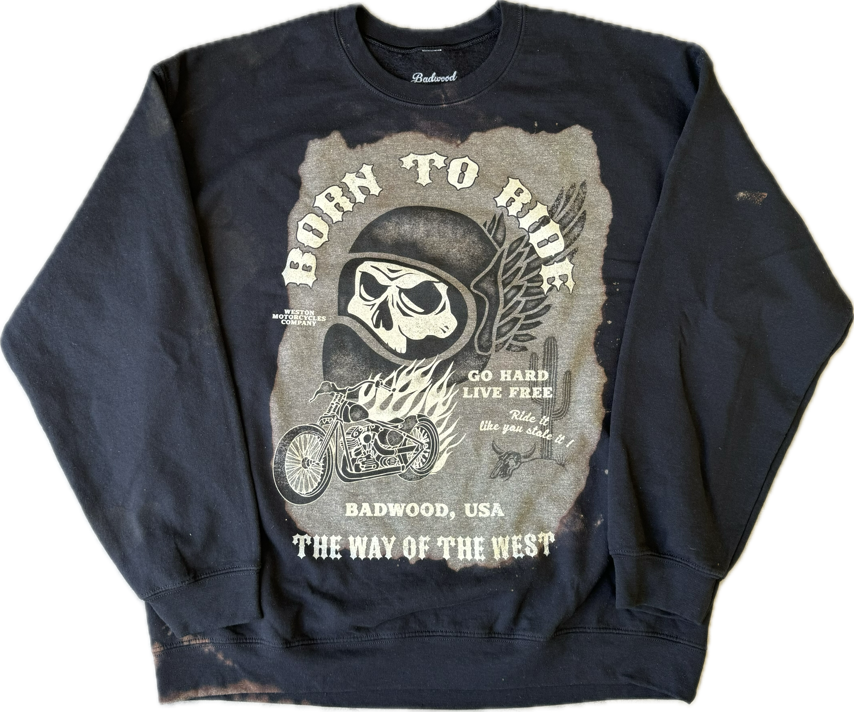 "BORN TO RIDE" Crewneck in GASOLINE