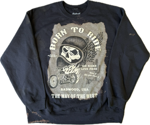 "BORN TO RIDE" Crewneck in GASOLINE