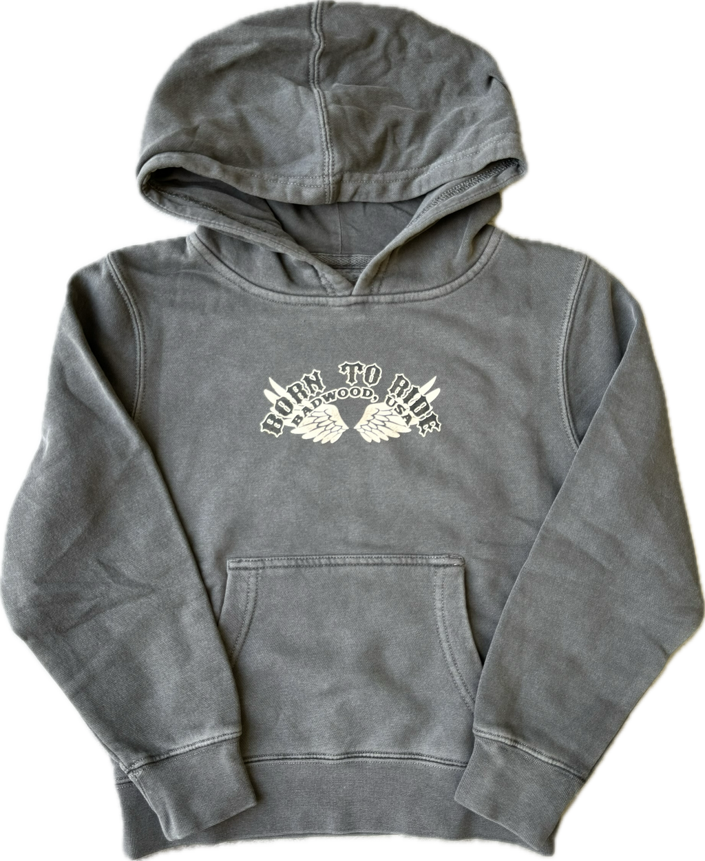 "BORN TO RIDE" Kids Hoodie in CONCRETE