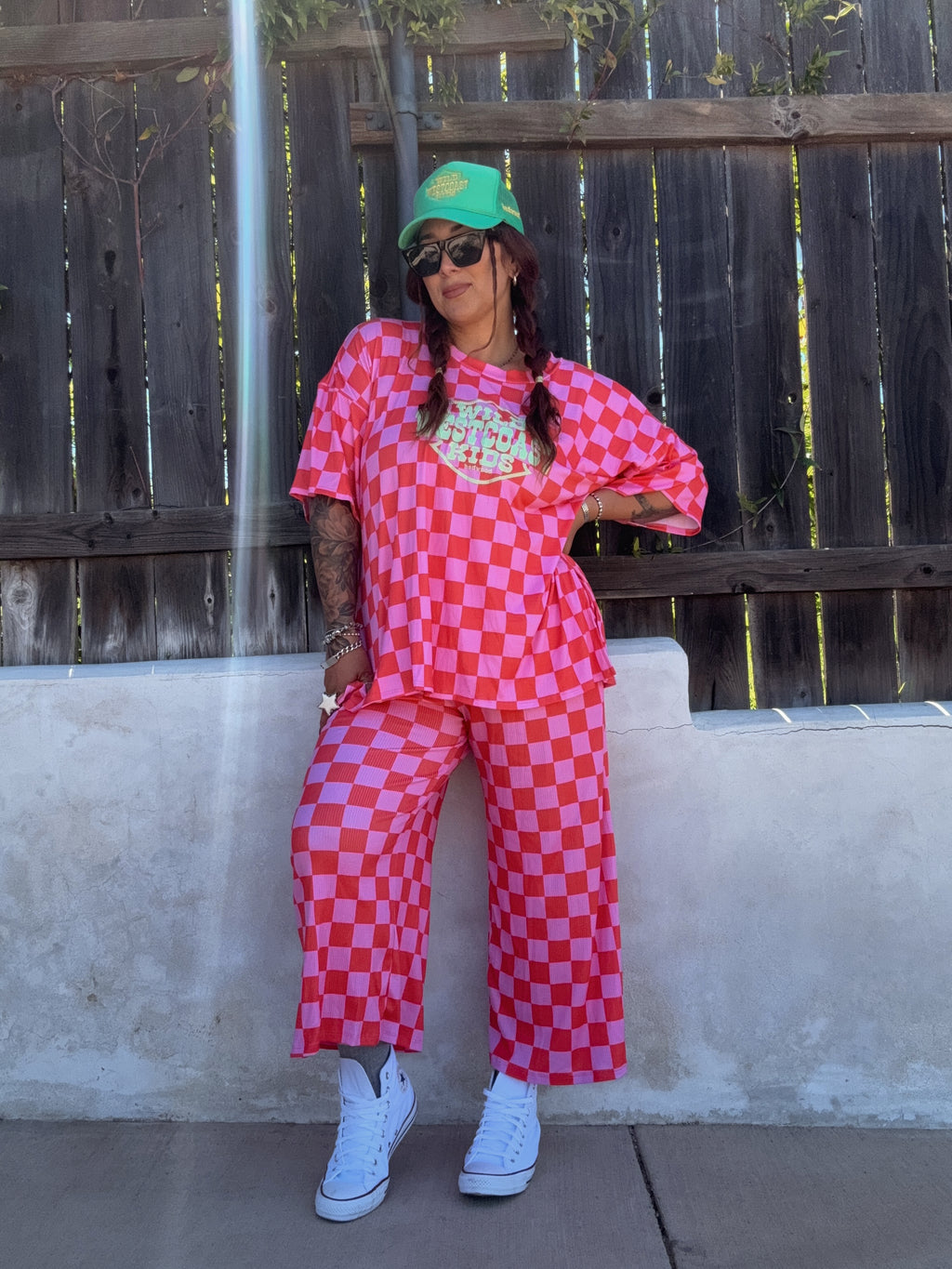 "WILD WEST COAST KIDS" Checkered Set in WATERMELON