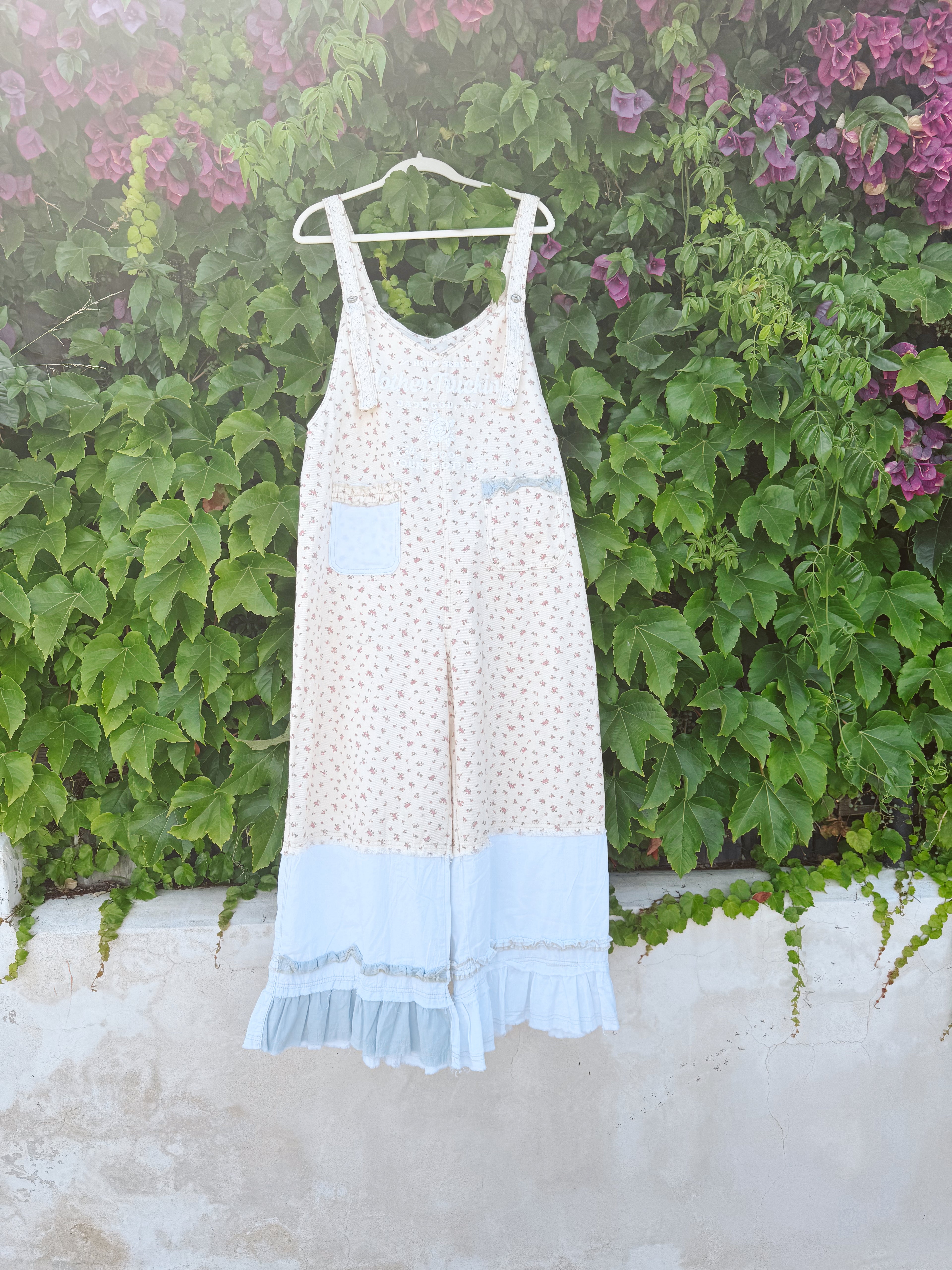 "MOTHERTRUCKING" FLORAL OVERALLS