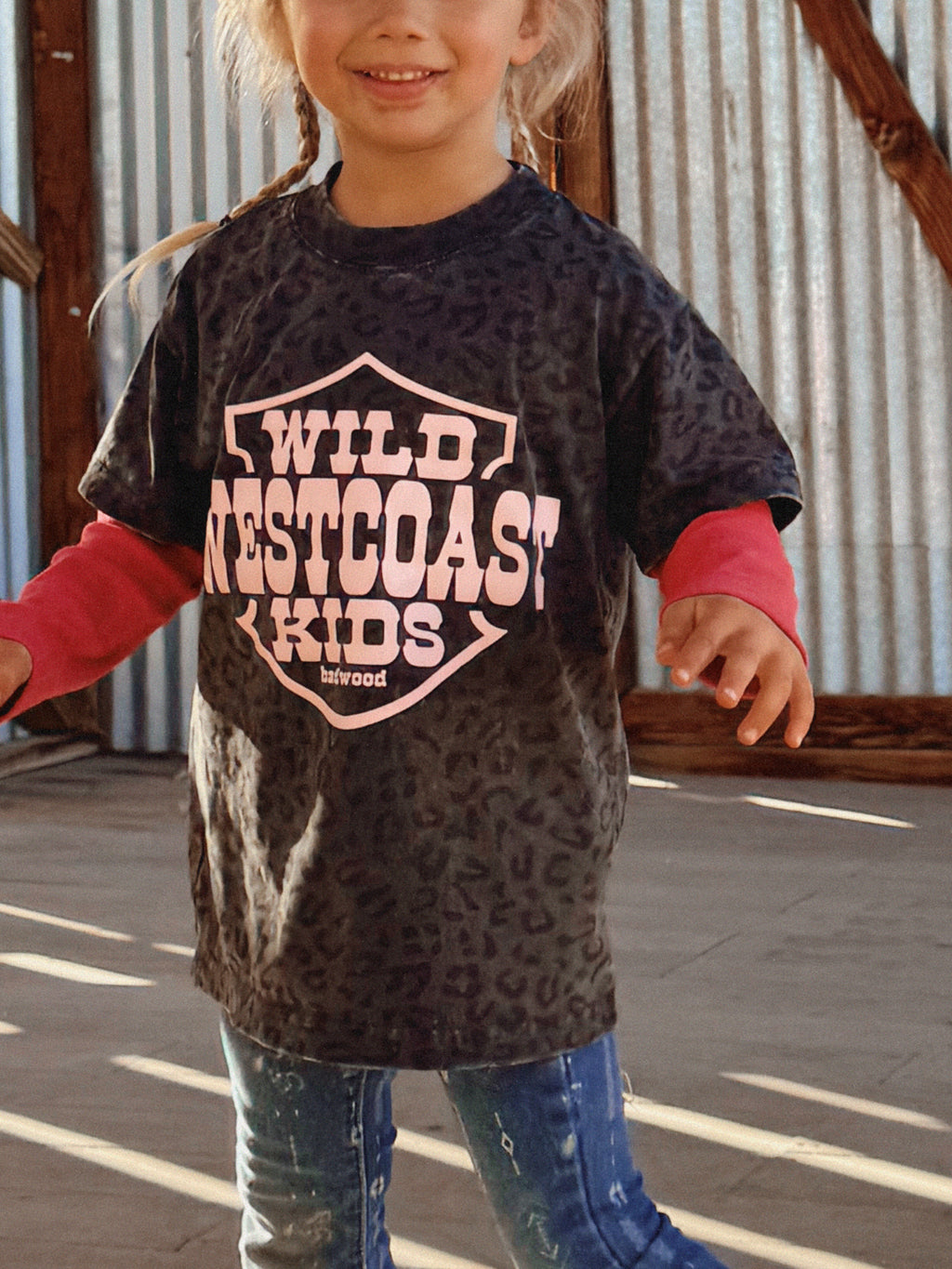 "WILD WEST COAST KIDS" Kids' Tee in BLACK LEOPARD