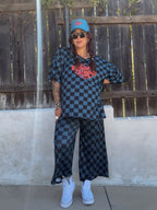 "WILD WEST COAST KIDS" Checkered Set in BLUE