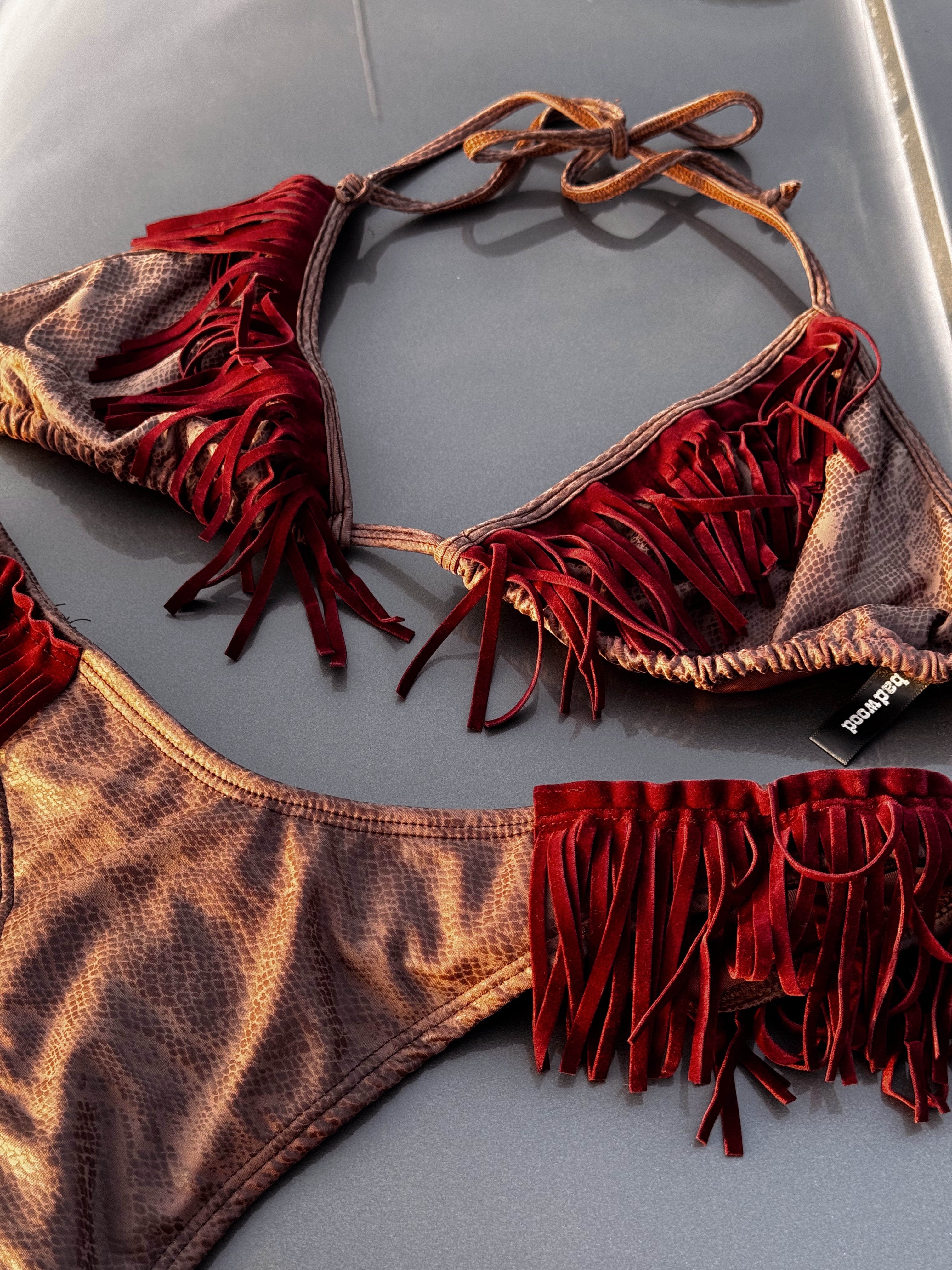 "FREEBIRD" Fringe Top in SNAKE SKIN