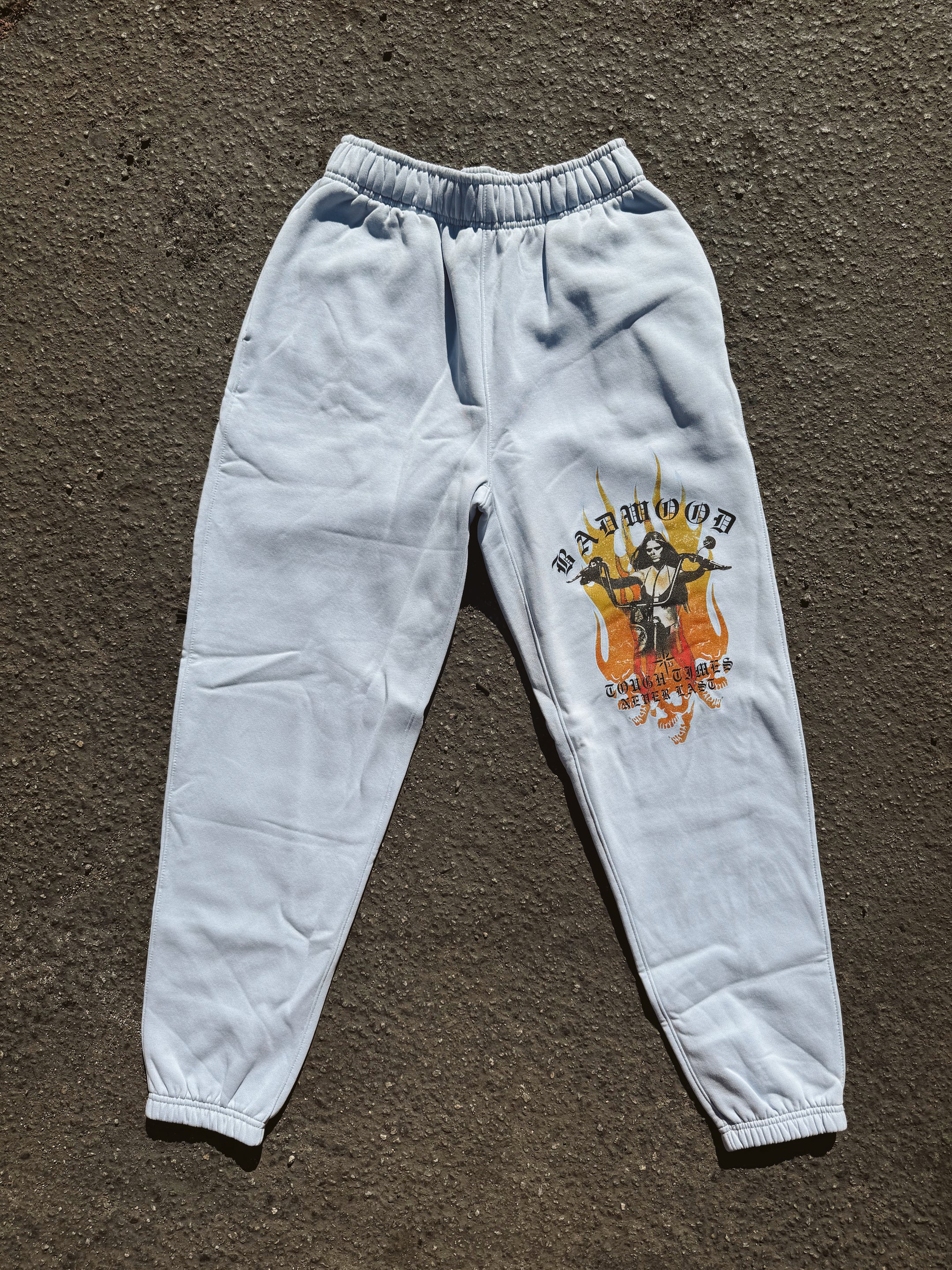 "TOUGH TIMES" Sweatpants in POWDER