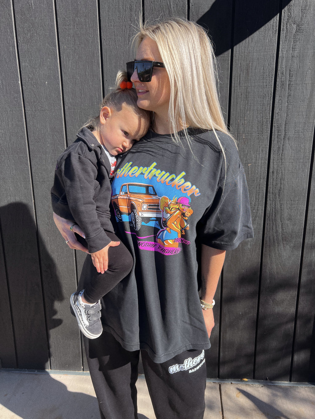 "MOTHERTRUCKER" Heavyweight Tee in BLACK