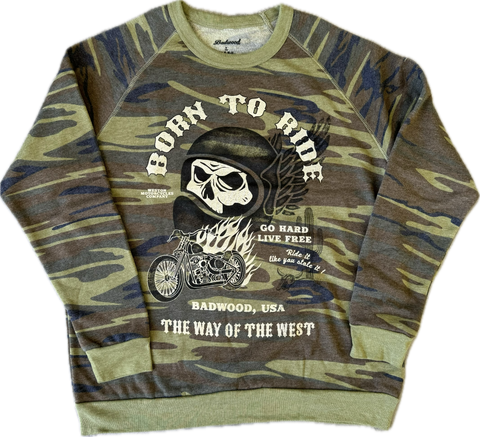 "BORN TO RIDE" Crewneck in CAMO