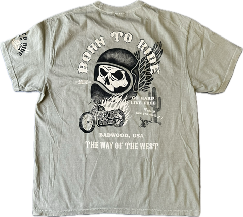 "BORN TO RIDE" Tee in HAZEL