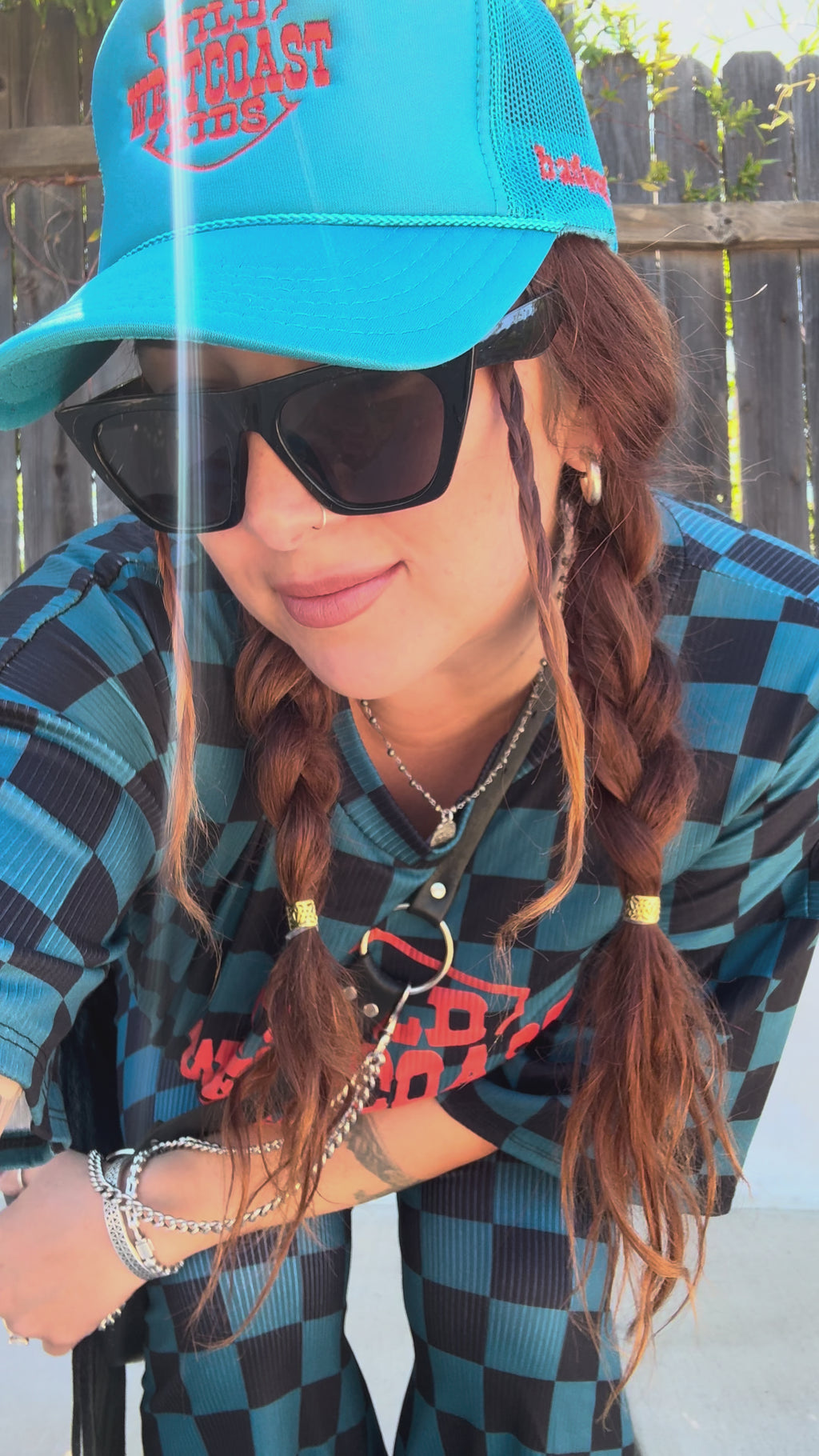 "WILD WEST COAST KIDS" Checkered Set in BLUE