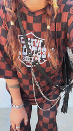 "WILD WEST COAST KIDS" Checkered Set in BROWN
